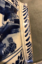 A Chinese blue and white vase with floral design, Kangxi